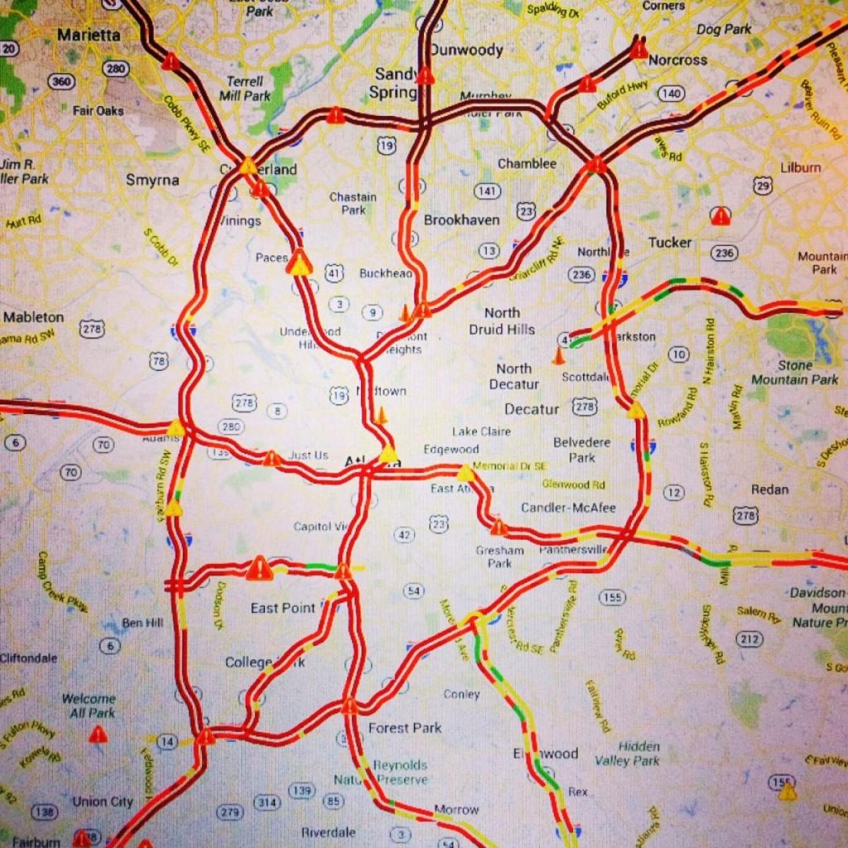 քարտեզ Atlanta երթեւեկությունը