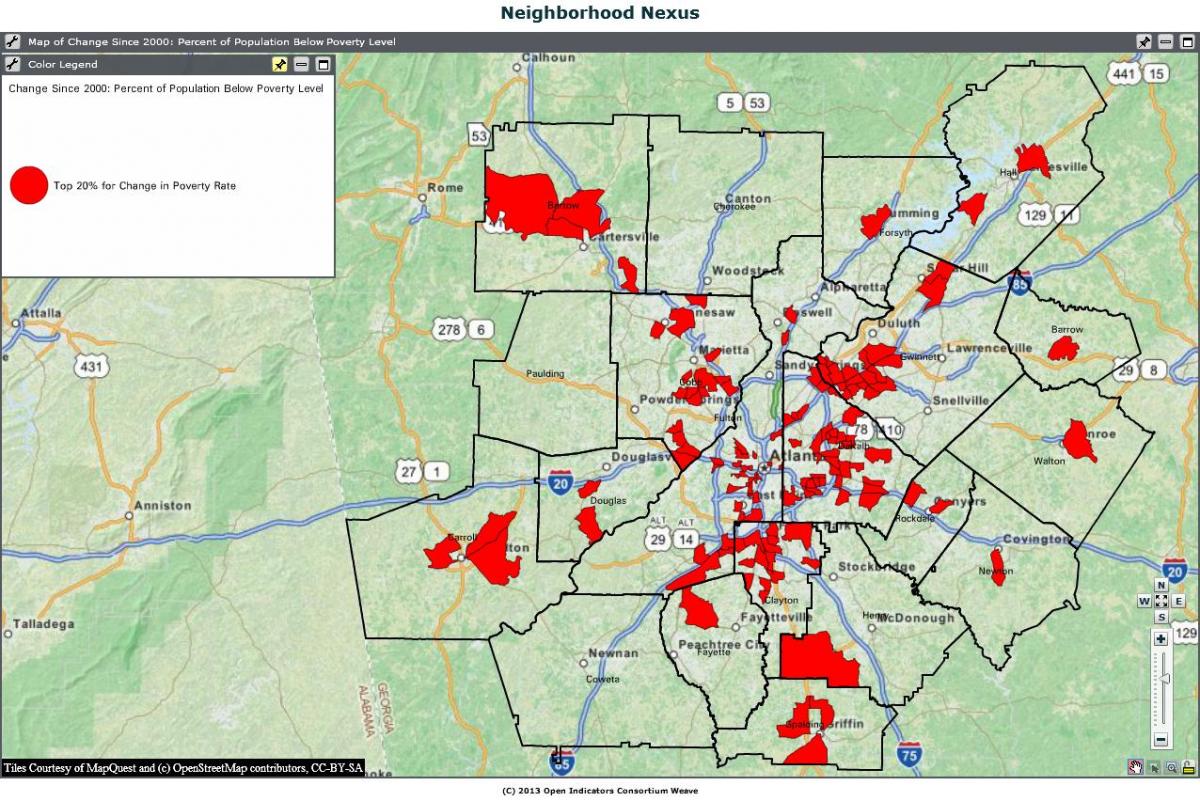 հանցագործություն Atlanta քարտեզի վրա