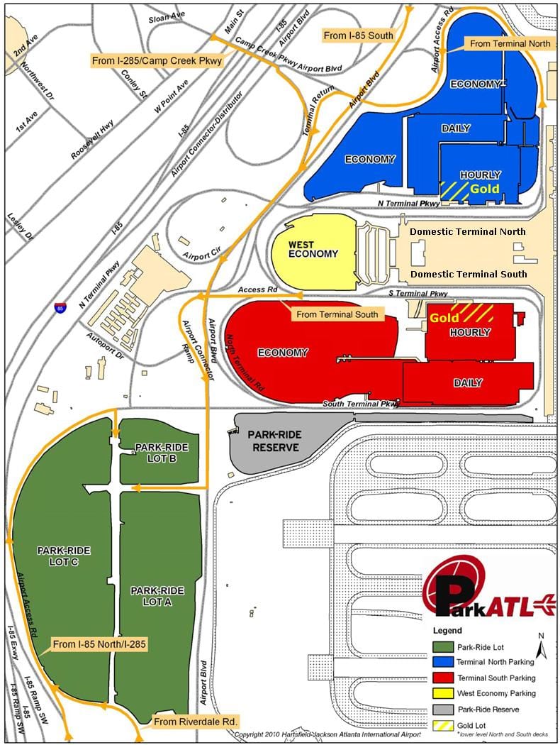 Atlanta քարտեզ կայանատեղիների օդանավակայանի Хартсфилд
