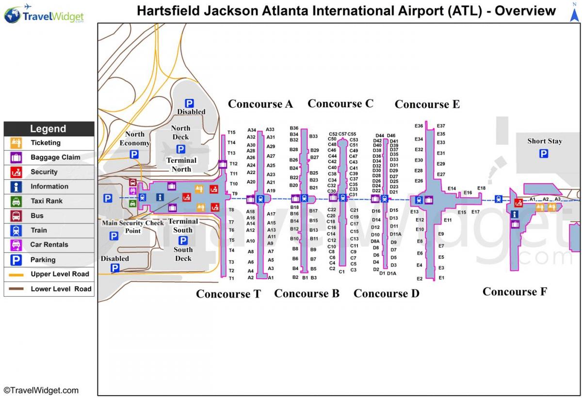քարտեզ Միջազգային օդանավակայանը Хартсфилд-Jackson Ատլանտա