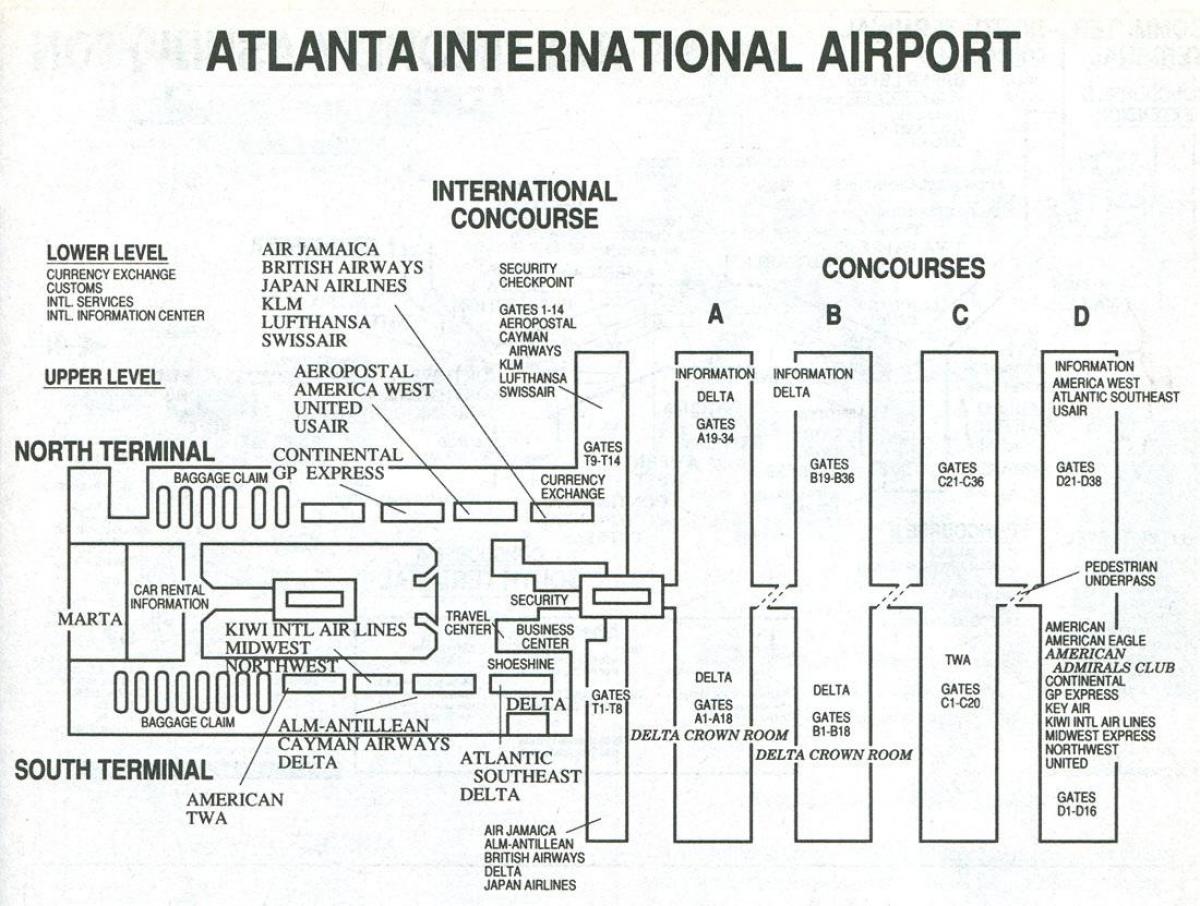 Atlanta օդանավակայան տերմինալ քարտեր