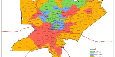 Քարտեզ փոստային կոդը Atlanta
